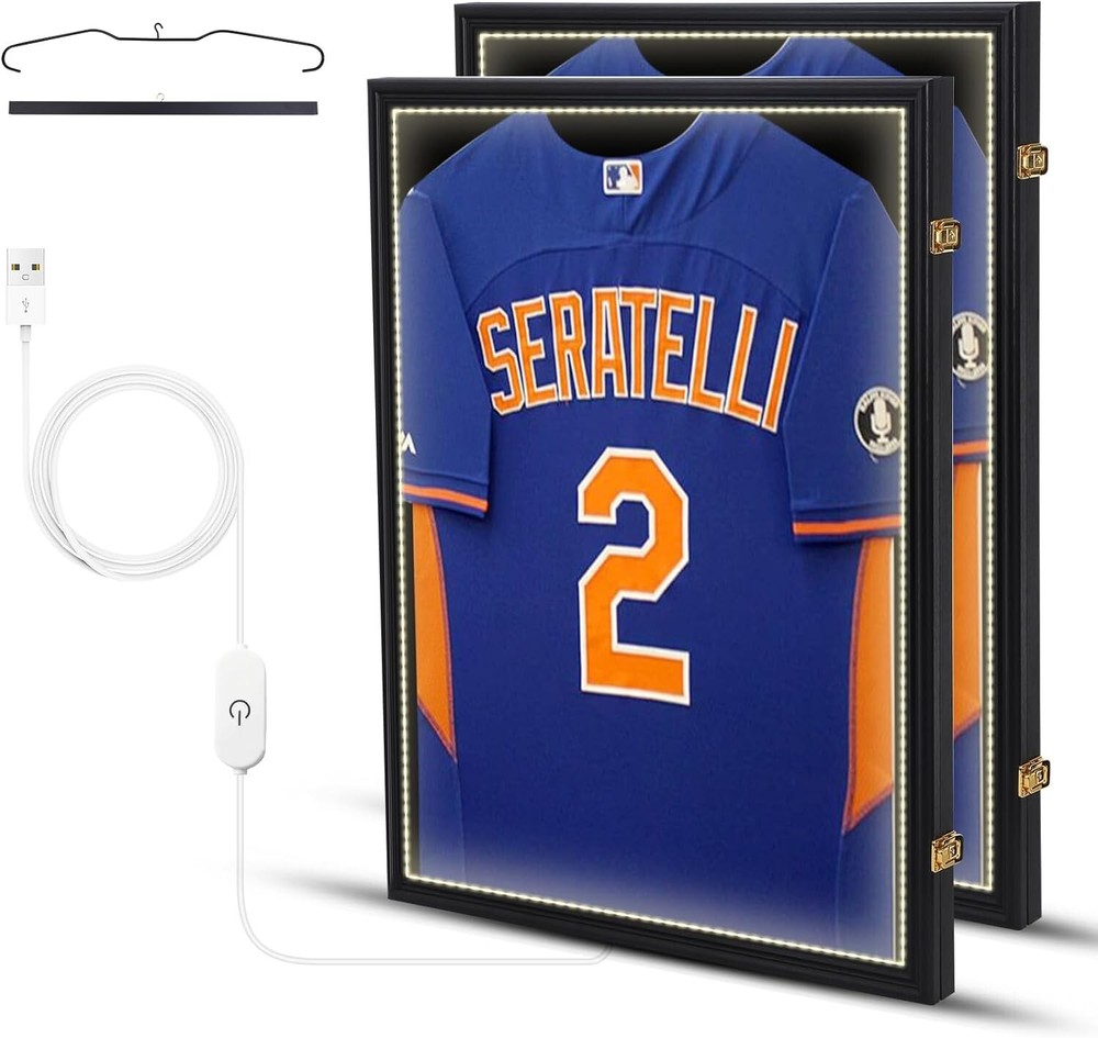 Jersey Frame LED Display Case Shadow Box with LED Light 2-PACK