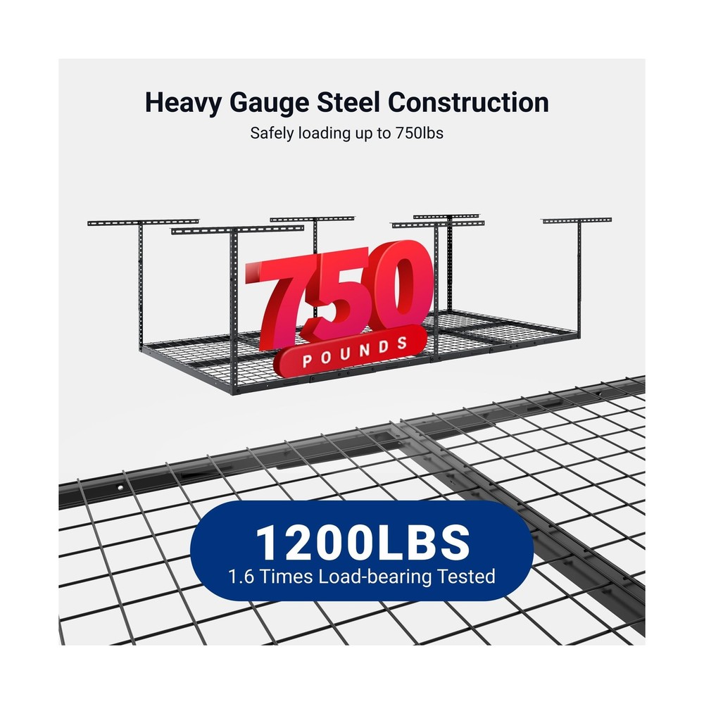 FLEXIMOUNTS 4x8 Overhead Garage Storage Rack, Adjustable Organization System,...