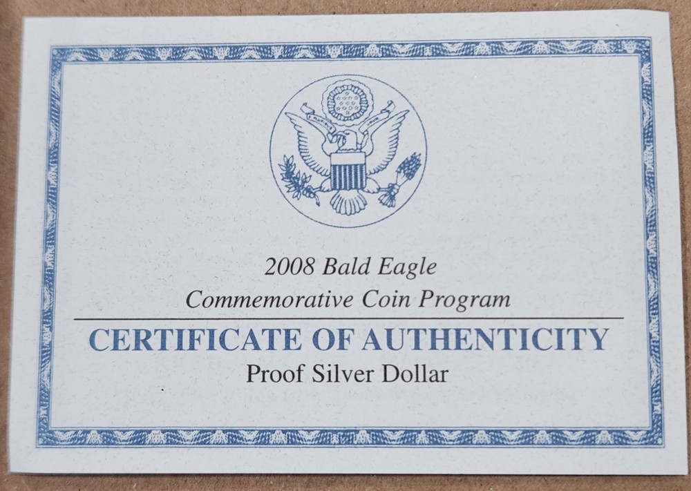 2008-P 🇺🇸 Bald Eagle Commemorative Silver PROOF Dollar 🇺🇸 90% Box OGP & COA