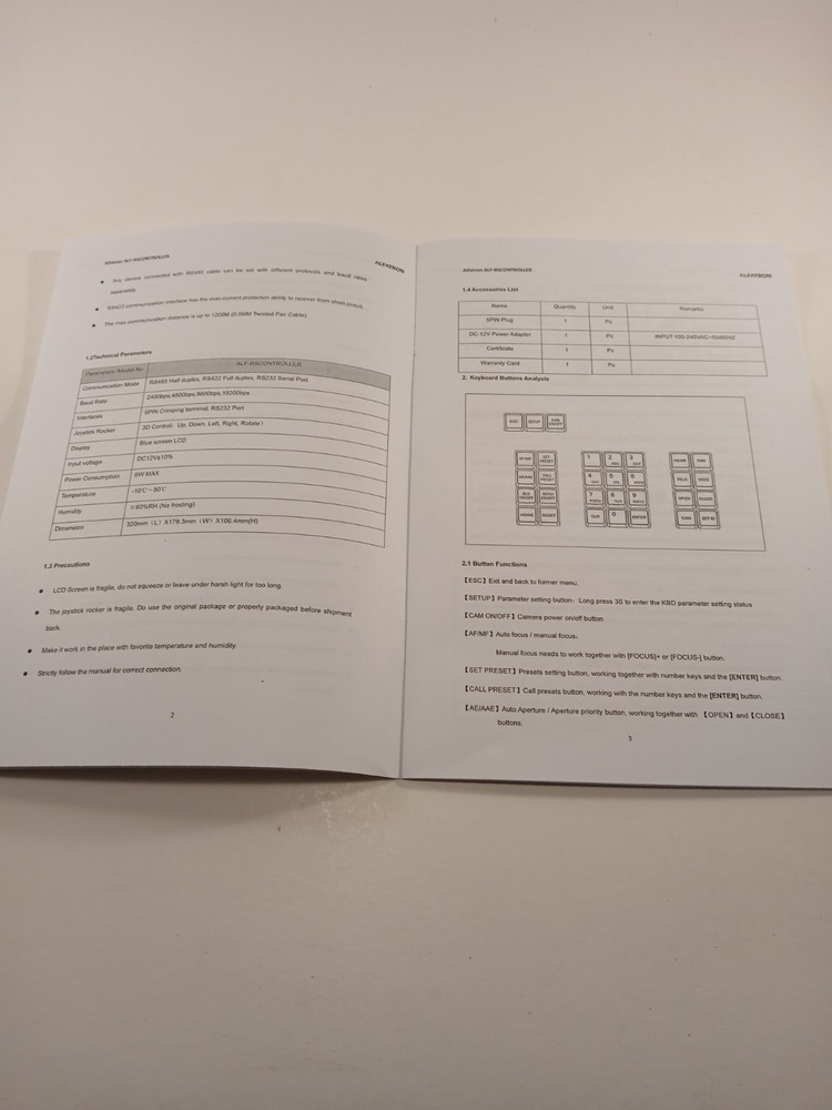 RS-Controller PTZ Camera Joystick Controller Via RS232,RS422 and RS485.