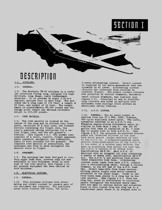 Northrop YB-49 FLYING WING Pilot Manual Airplane BOOK !