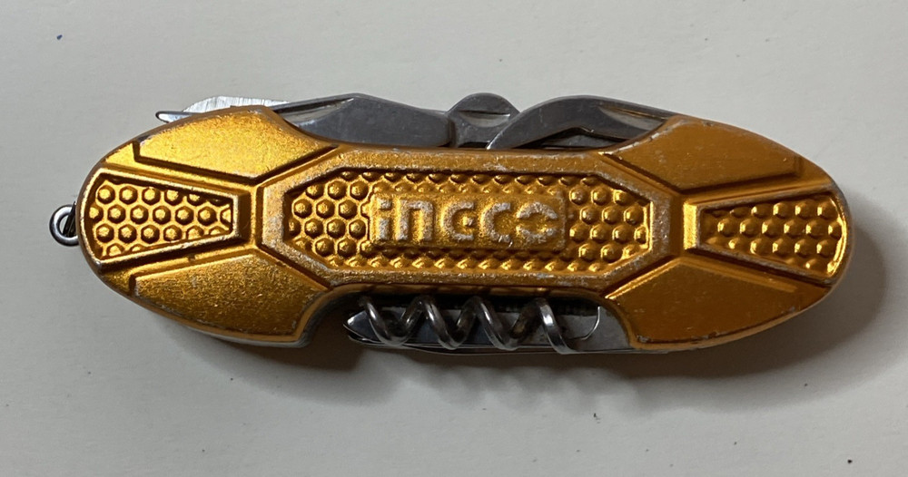 Ingco Multi-tool Pocket Knife – Compact Folding Tool with Orange Handle