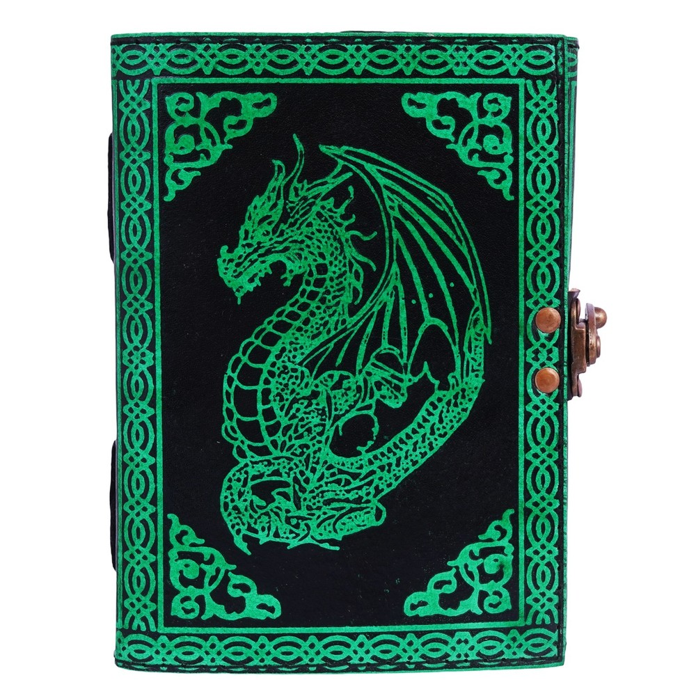 Ancient Green Dragon Embossed Leather Journal, Handmade  Notebook