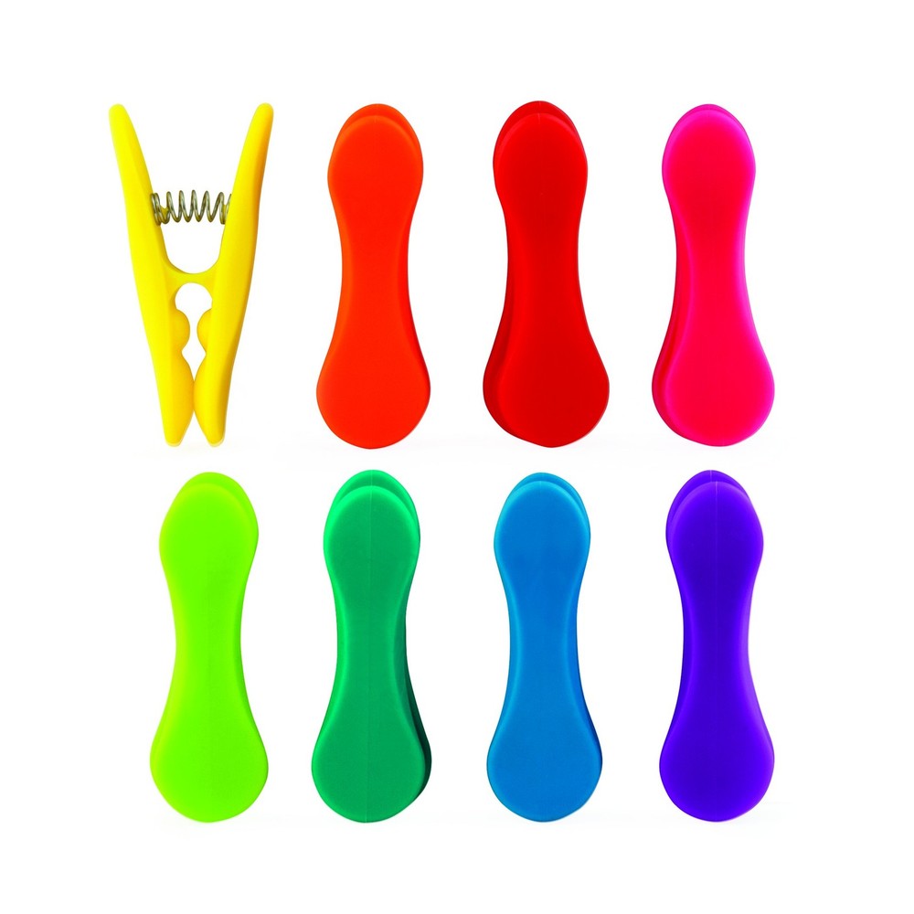Rainbow Bag Clips set Of 8 Multicolor
