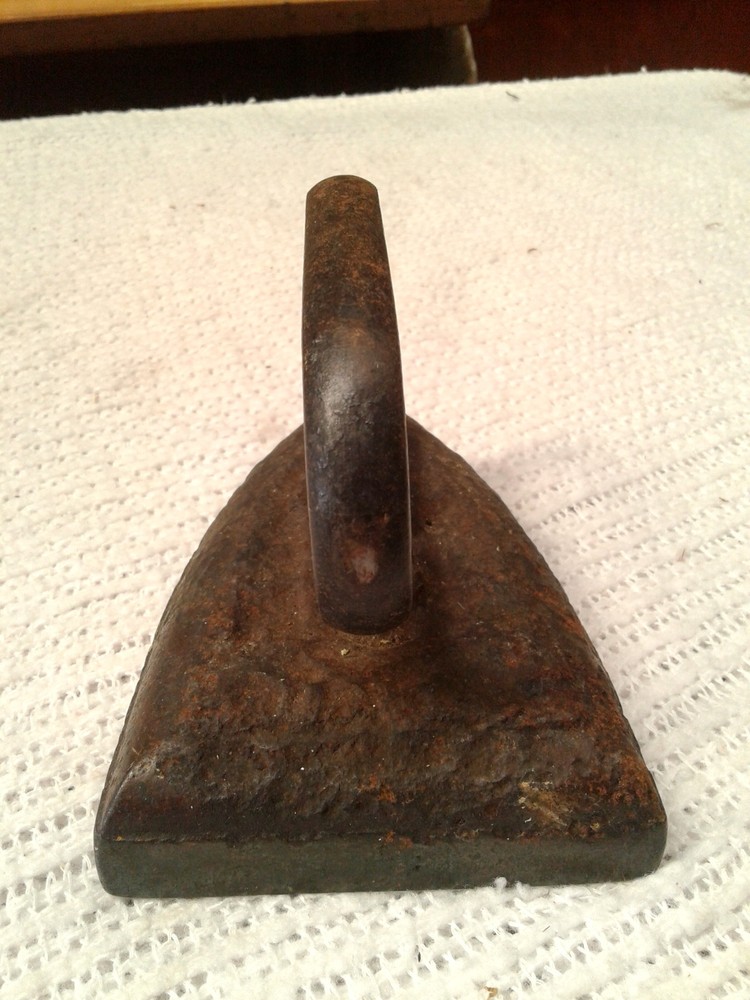Antique Primitive Sad Iron with Unique Handle Cast Iron
