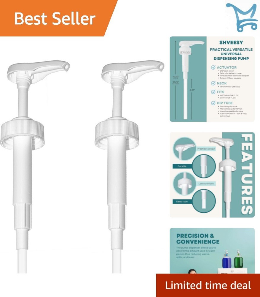 Precision Gallon Dispenser Pumps for Plastic or Glass Bottles - Set of 2