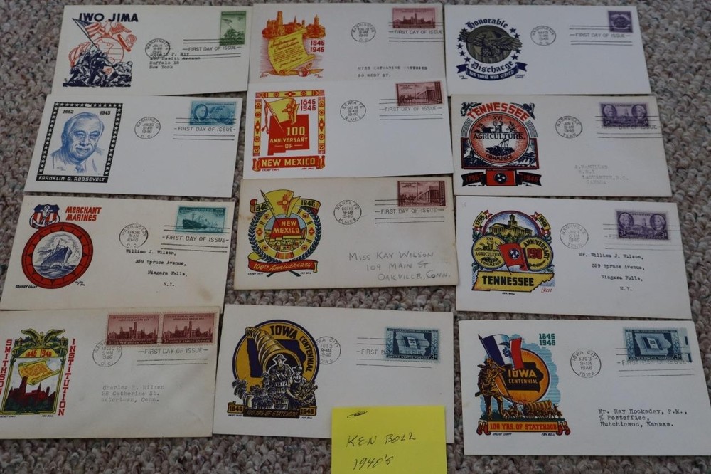 US FDC`S 1940`S, CACHETS BY KEN BOLL