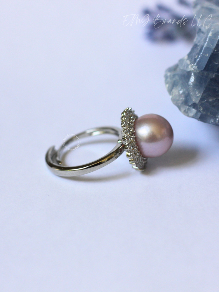 Pink Edison Pearl CZ Ring