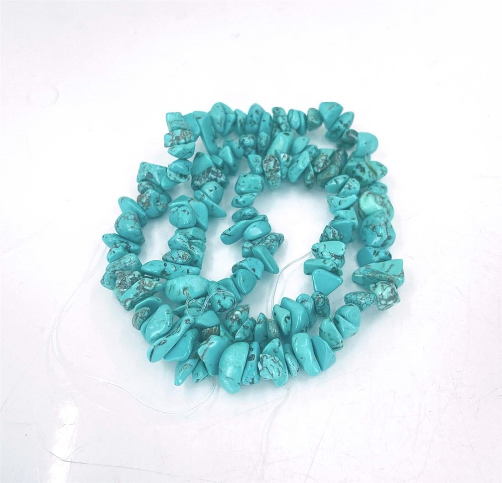 Blue Turquoise Nugget Chip Beads 16"