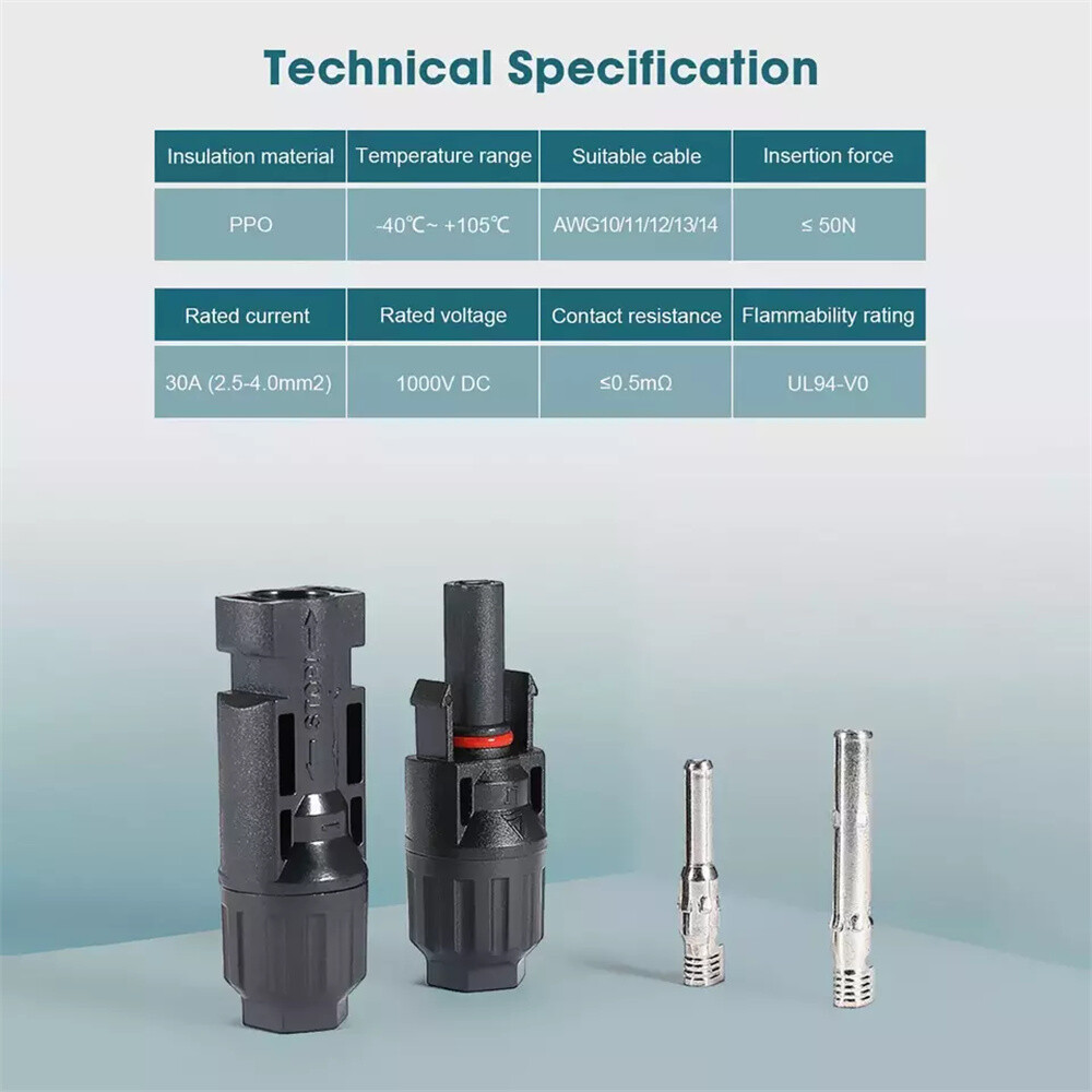 10 Pairs Male Female Wire Cable Connector Set Solar Panel Waterproof Connectors