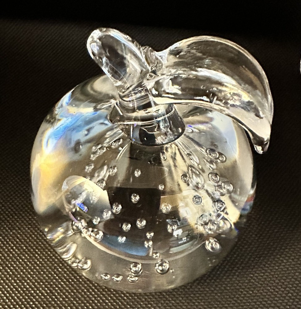 Clear Crystal Apple Paperweight