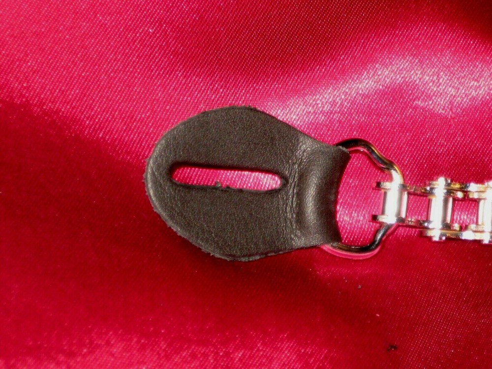 Button Style Leather/single Motorcycle Chain Vest Extender Gold Cross
