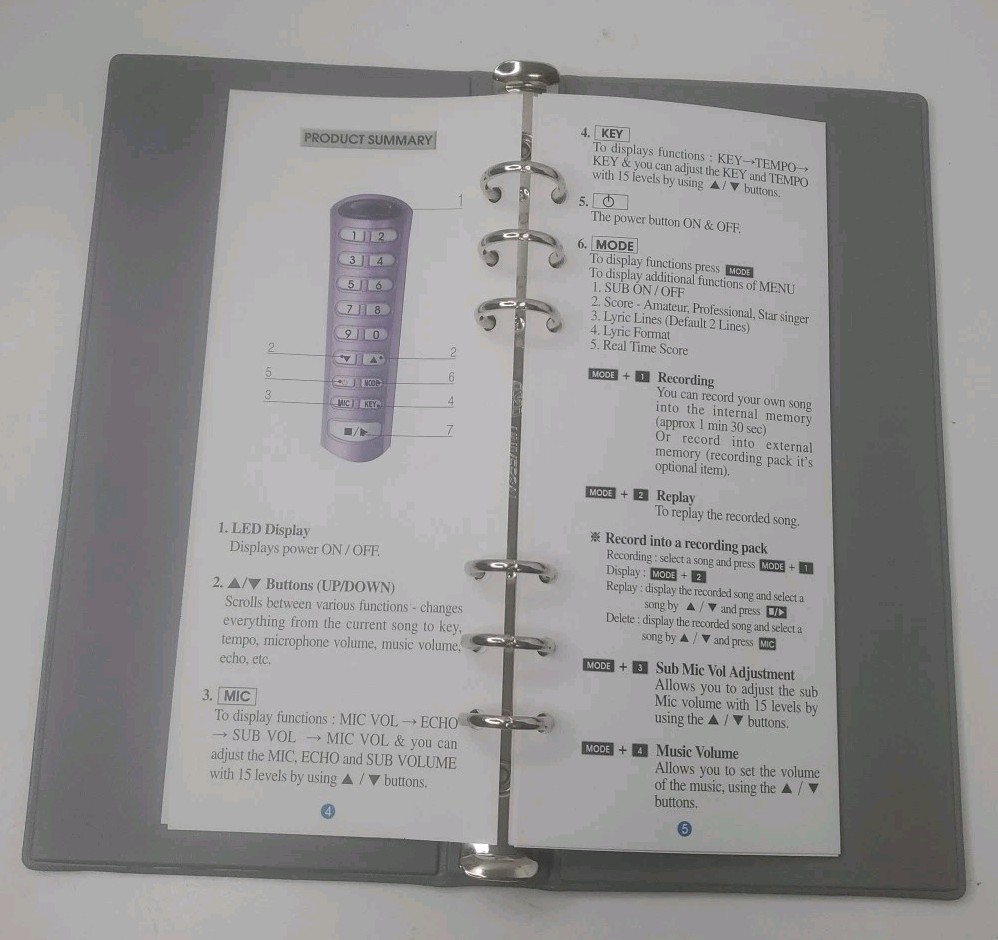 Leadsinger LS-2100 Karaoke Microphone & Book
