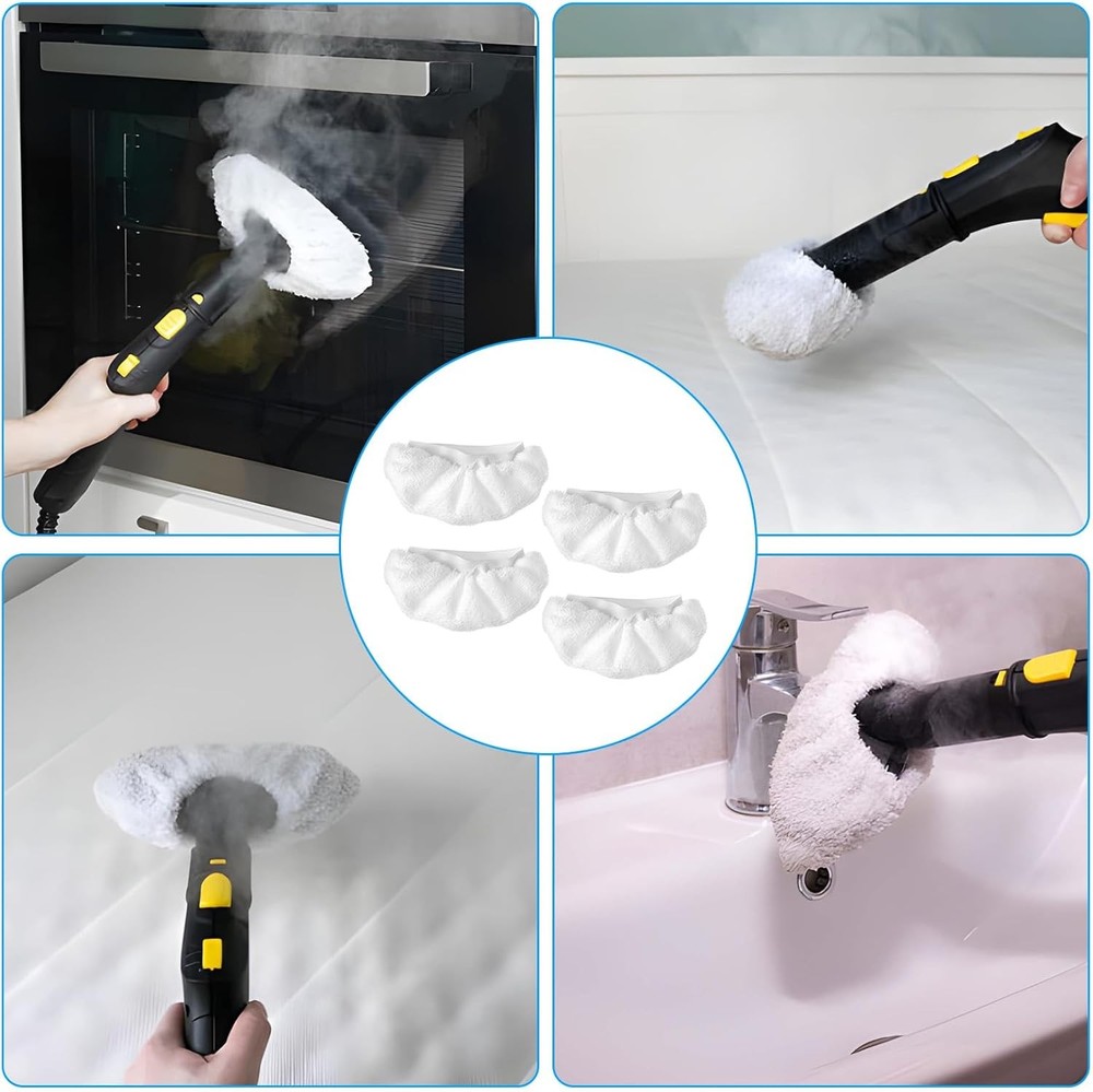 4 Pack Universal Microfiber Cloths for Handheld Steam Cleaner Reusable