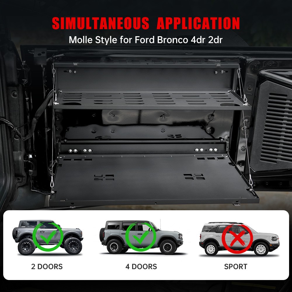 Tailgate Table For Ford Bronco 2021-2024 2-Tier Rear Storage Cargo Shelf