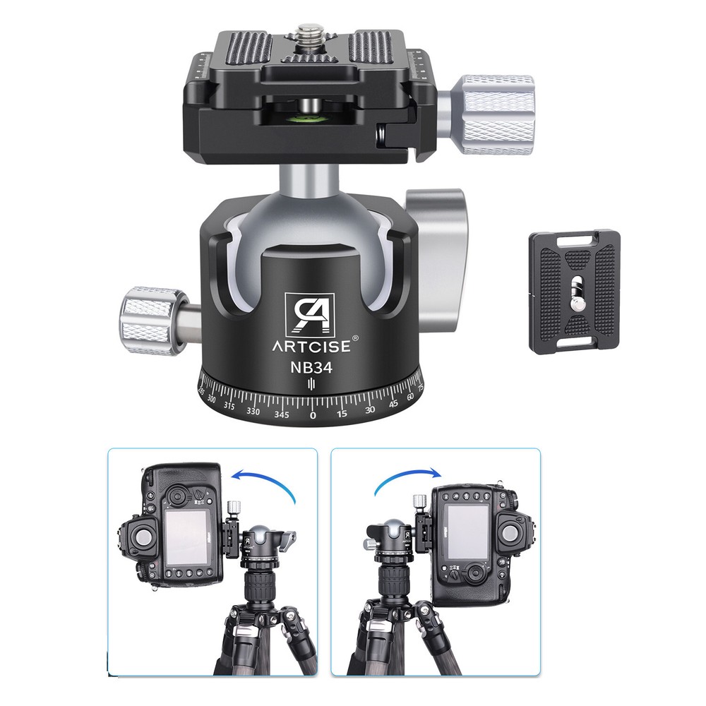 ARTCISE Rotating Panoramic Ball Head Low Profile Tripod Head W/QRP For Camera