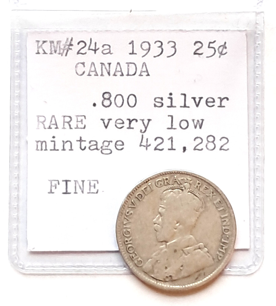 KM#24a 1933 quarter Canada