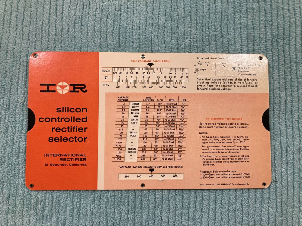 Vintage: International Rectifier Silicon Controlled Rectifier Selector 1965