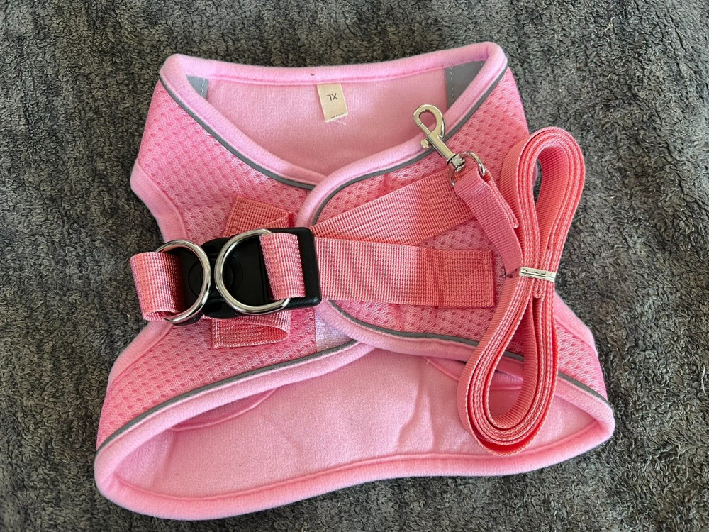 XL Dog Harness Mesh No Pull Adjustable Reflective Step-in Lightweight Pink