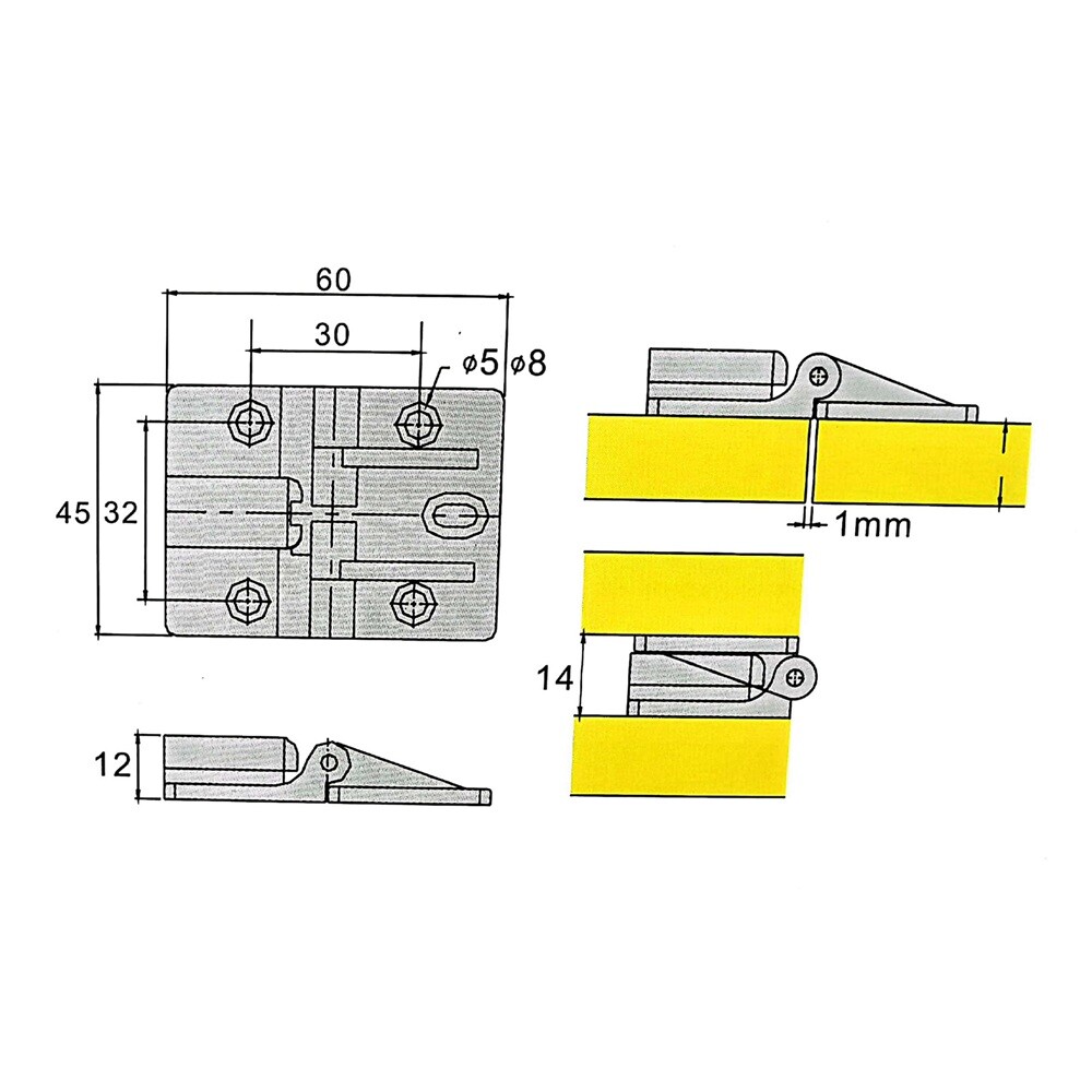 2Pcs Hinges Zinc Alloy Silver Adjustable Positioning Hinge Folding Butt Hinge