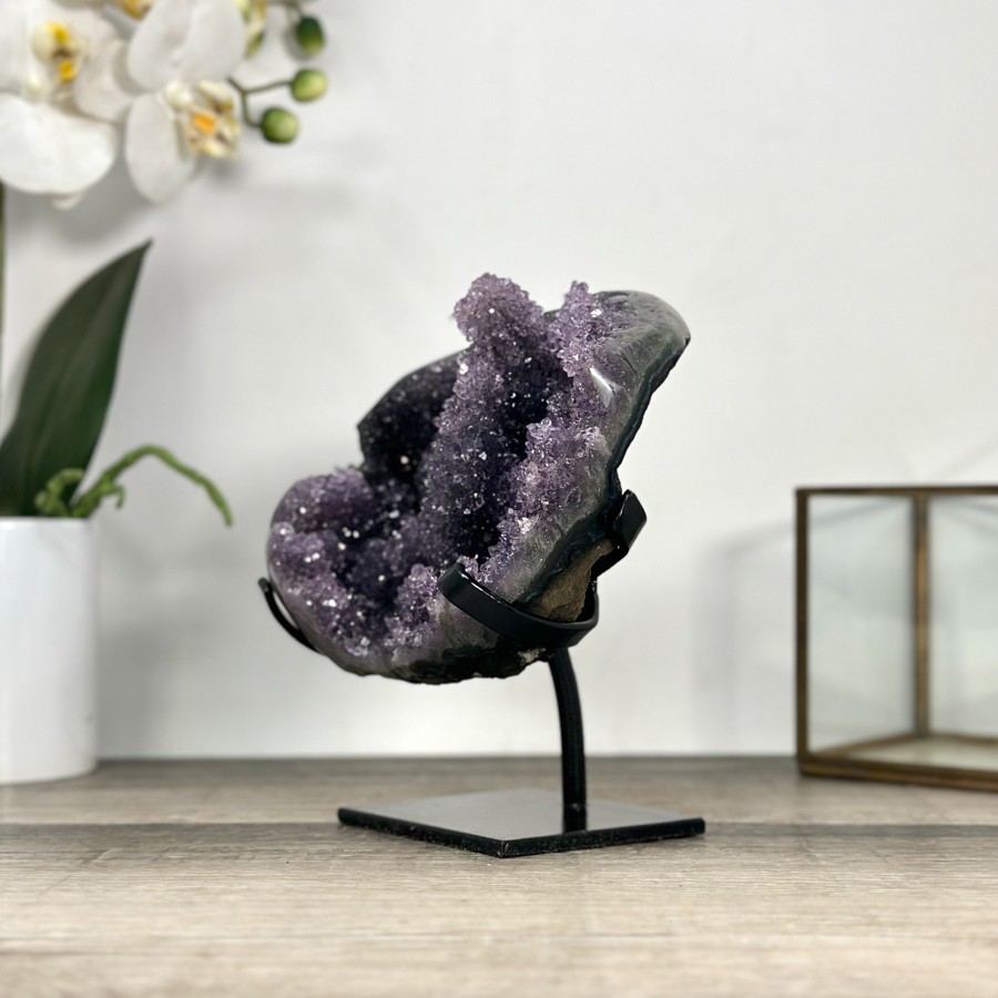 Deep Purple Amethyst Geode on Elegant Stand. MWS2765