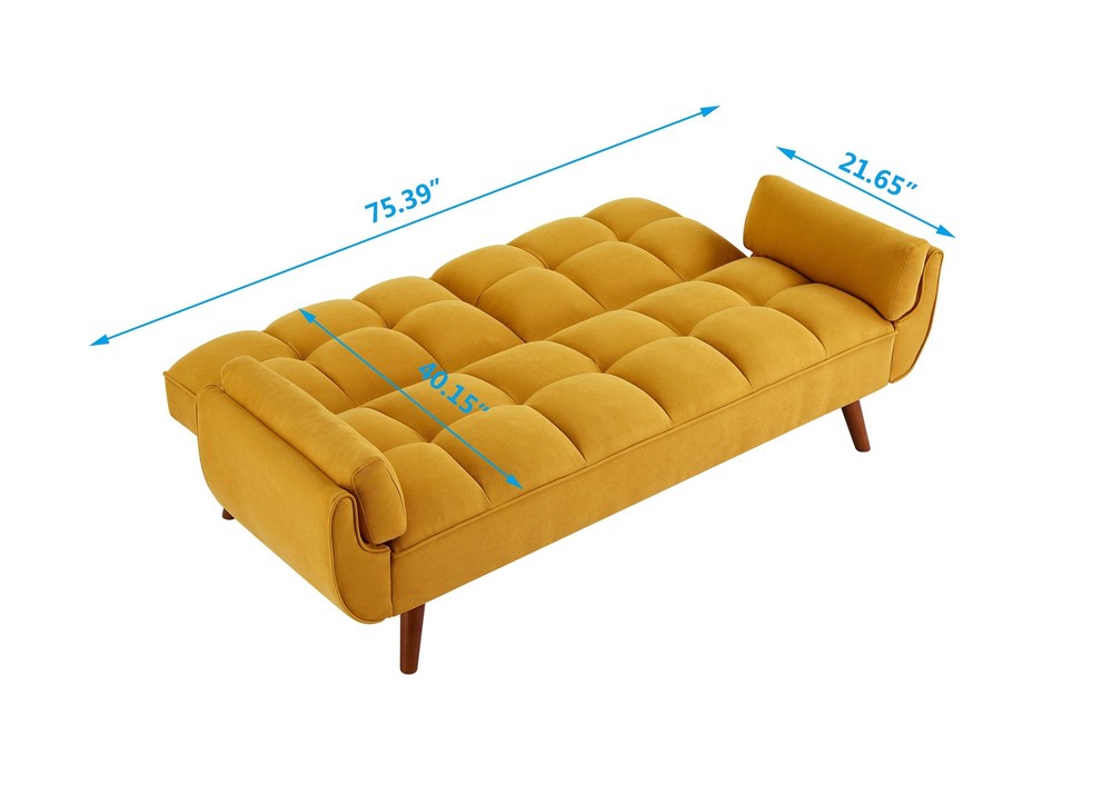 75.39" Loveseat Sleeper Sofa Bed Adjustable Backrest Double Size Solid Wood Legs