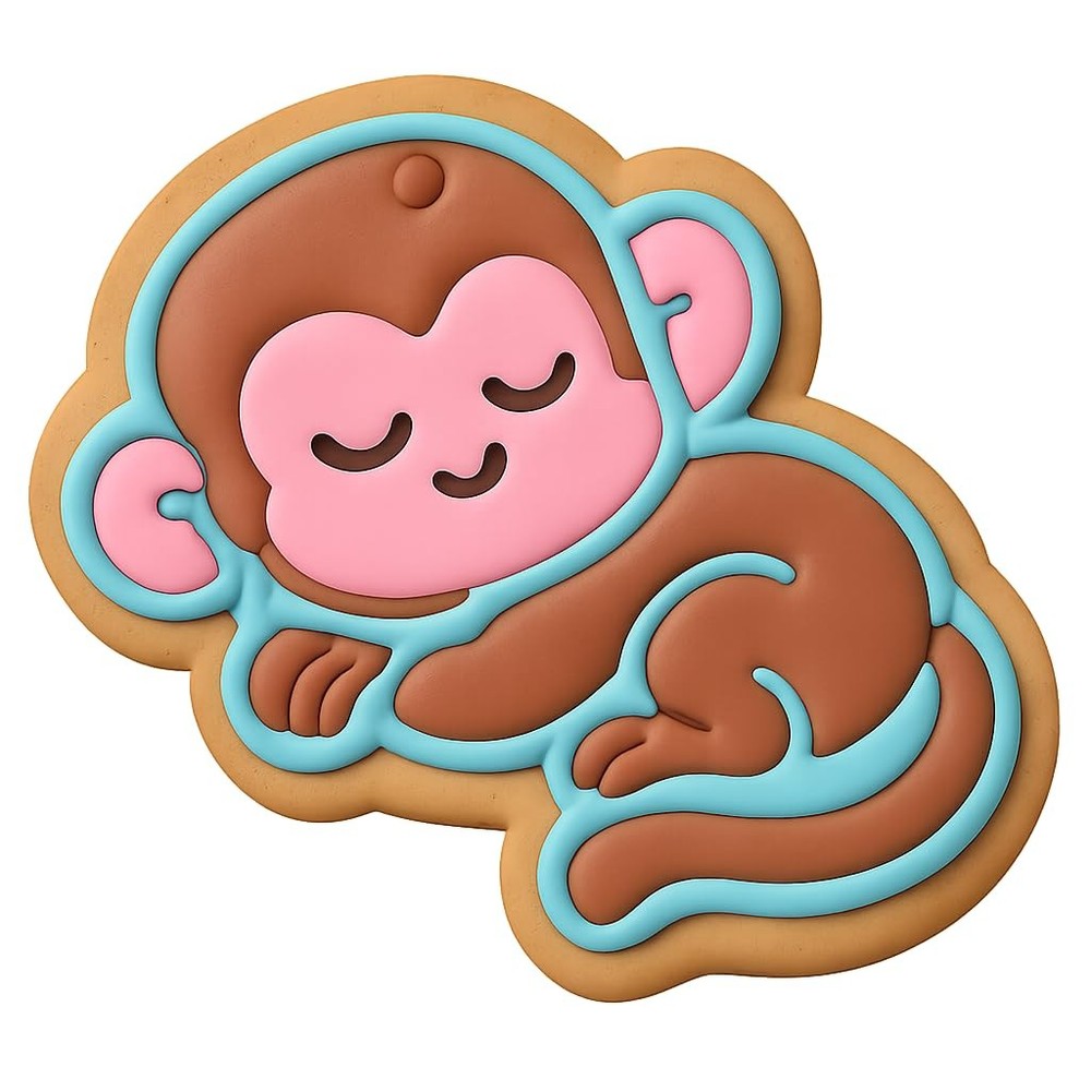 Sleeping Chibi Macaque Cookie Cutter & Stamp - 4x3