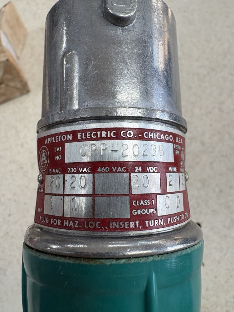 Appleton CPP2023B Explosionproof Plug 20A 3W 4P Hazardous Location