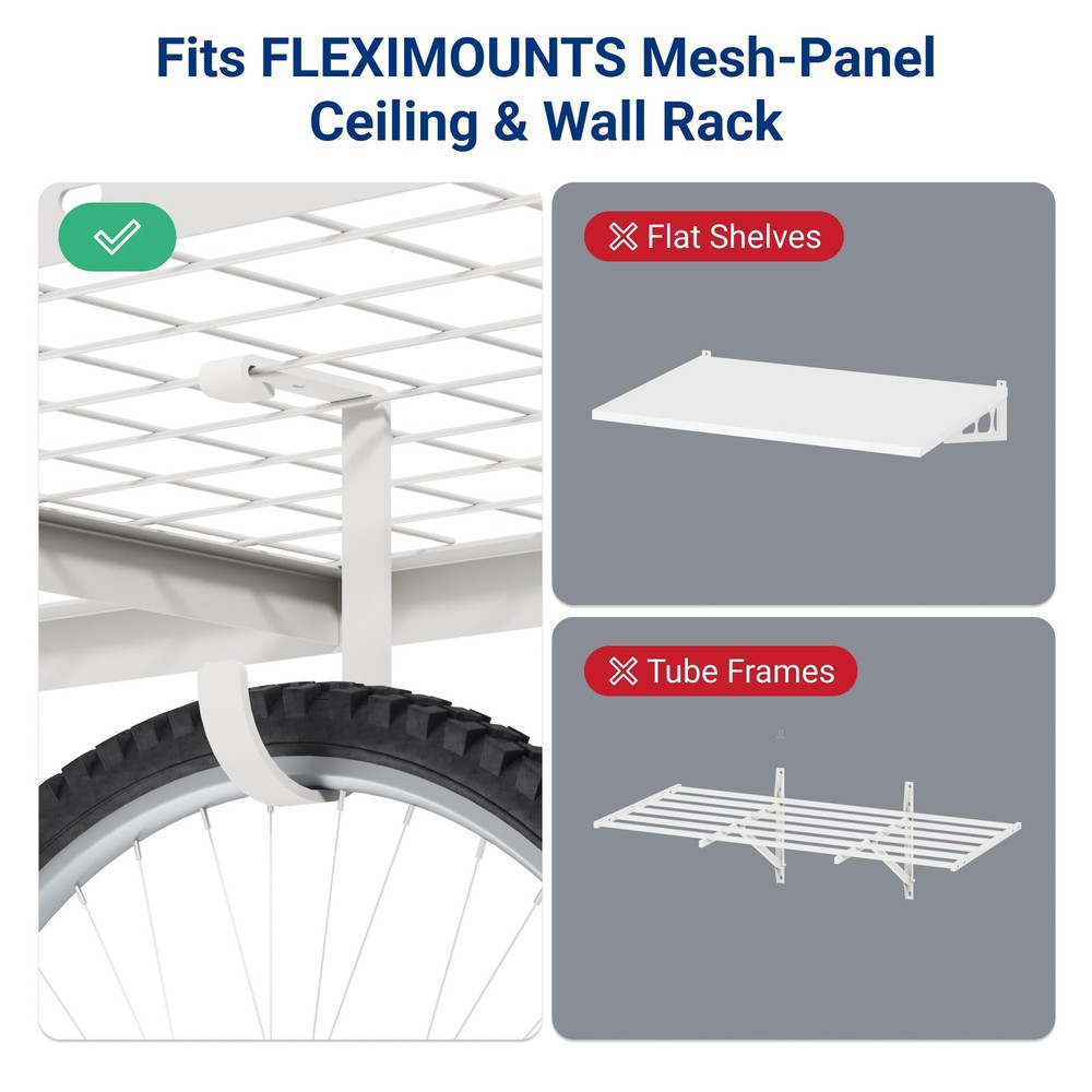 FLEXIMOUNTS 4 Pack Add On Storage Flat Hook Accessory for Garage Ceiling Rack...