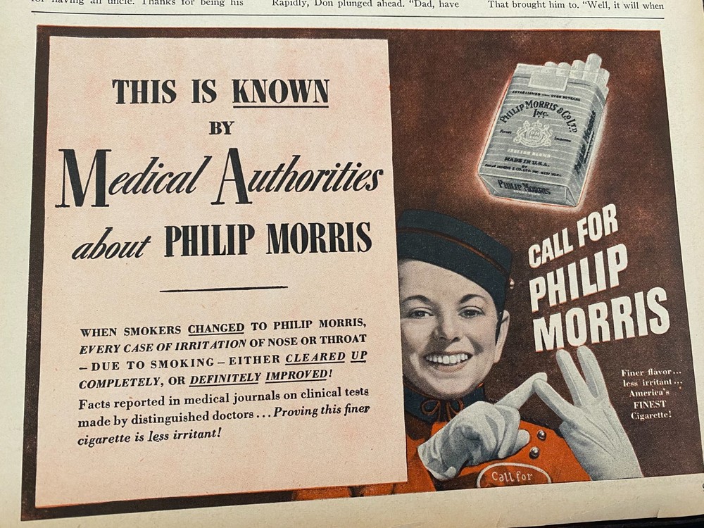 Philip Morris Cigarettes, Half Page Vintage Print Ad, a