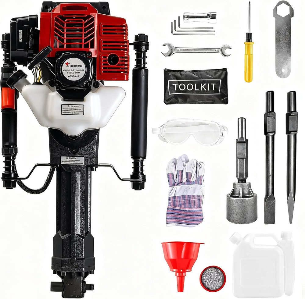 JKCHENPRO 52Cc 2-Stroke Gas Powered Post Driver & Demolition Hammer Combo - Dual