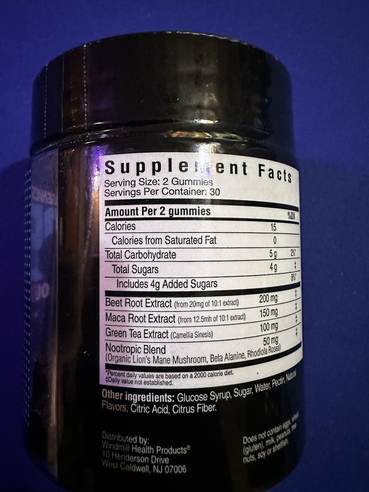 Cybergenics Pre-Workout Gummies Blue Raspberry, 60 Count