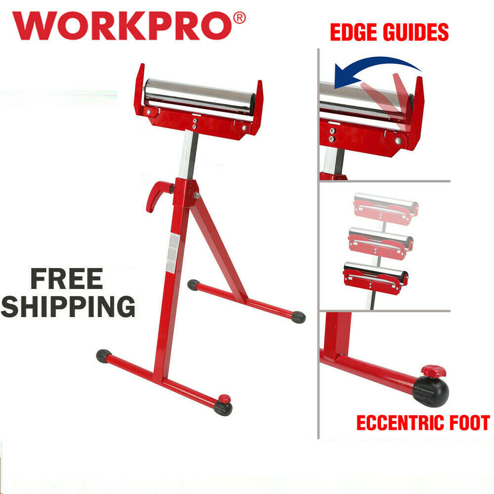 WORKPRO Folding Roller Stand Sawhorse Height Adjustable 250 Lbs Load Capacity