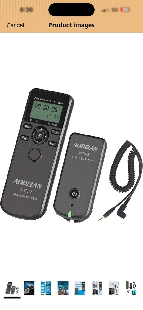 AODELAN WTR-2 Wireless Remote Shutter Release for Cameras