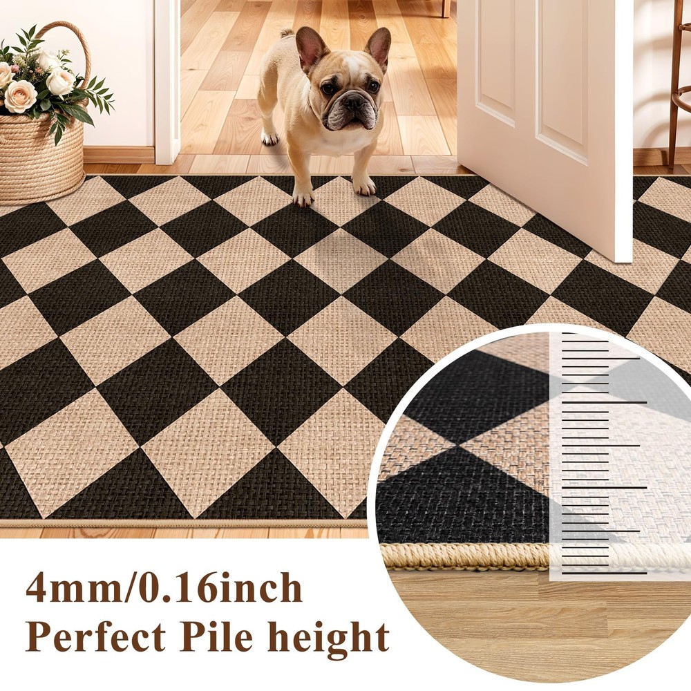 BYYVOO 3x10 Runner Rug for Hallways: 3' x 10' (Rectangular), Black/Brown