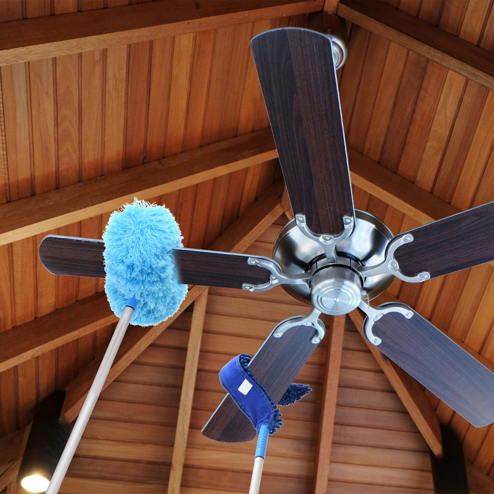 Ceiling Fan Cleaner Duster 12.9" to 59" Microfiber Clean Tool Extendable Blue