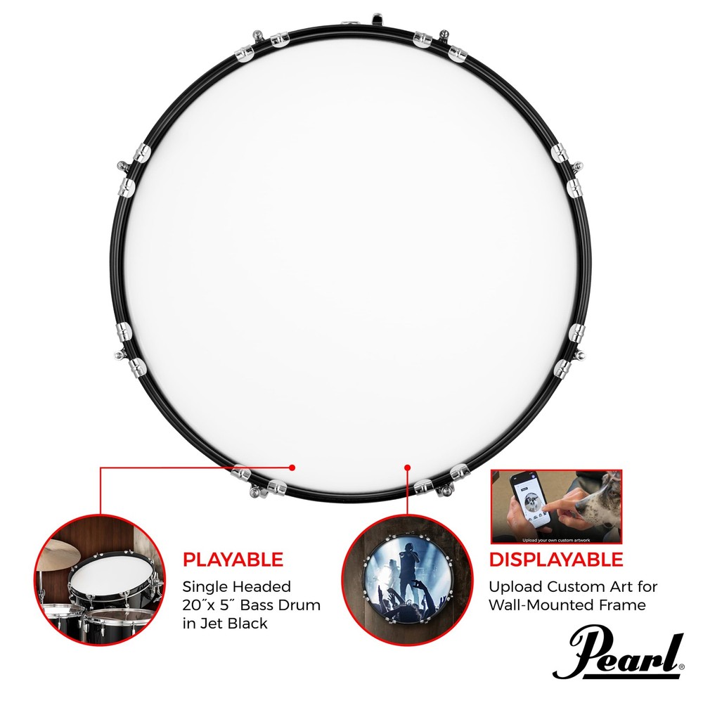Pearl Frame 20x5 Playable Display Drum Wall Mount Custom Graphics