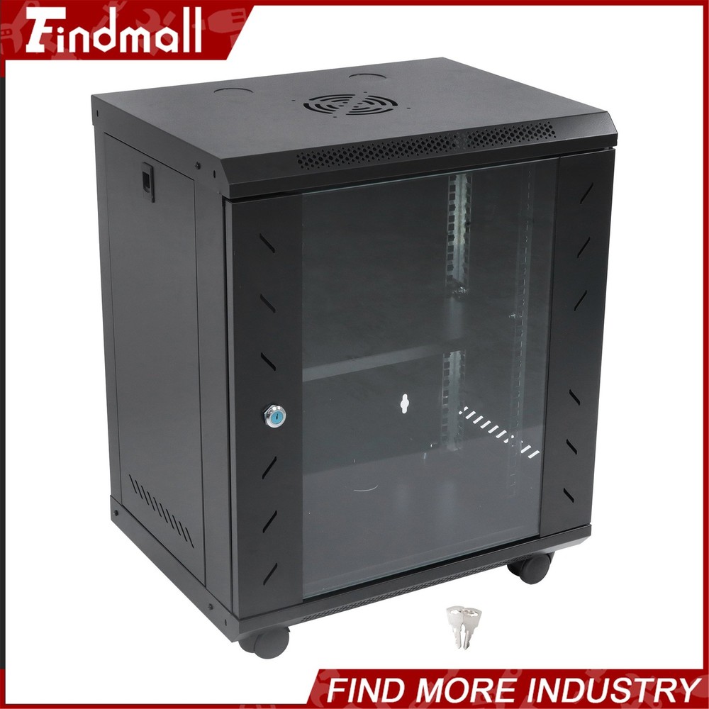 Findmall Wall Mount Network Server Rack Cabinet Enclosure 12U 15.5'' Deep
