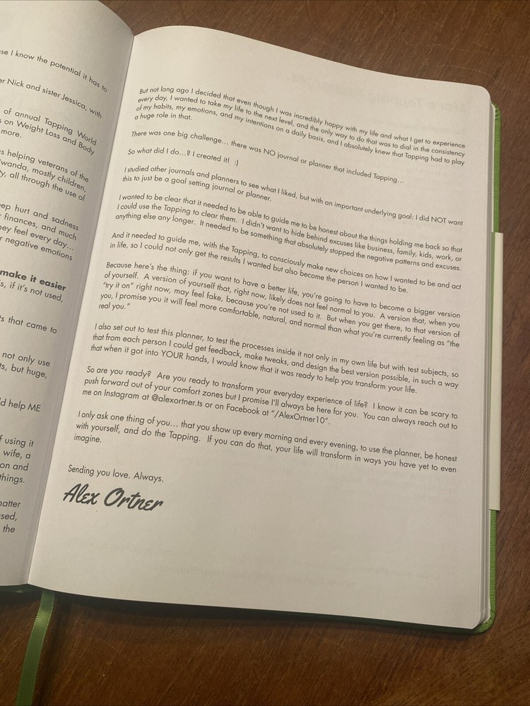 The Tapping Solution Planner Journal by Alex Ortner Green Diary EFT Notebook