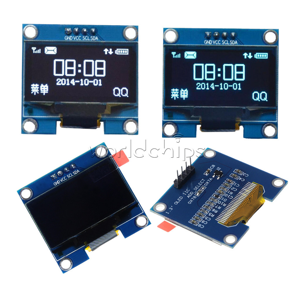 1.3" White/Blue IIC I2C Interface OLED LCD Display Module  3.3-5V For Arduino