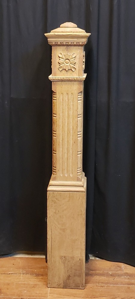 Restored Ornate Solid Oak Newel Post 54 1/2" by 7 1/2"  GA9704