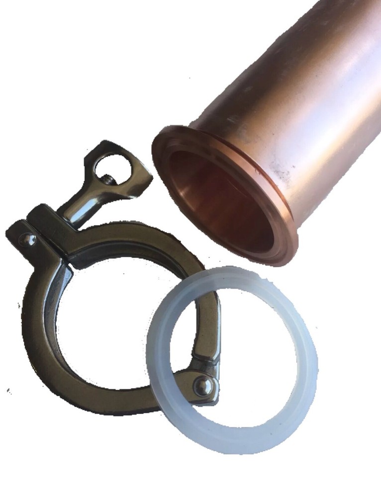 2" Copper Ferrule & Stainless Tri Clamp Keg Still Adapter Kit Fits2" Copper Pipe