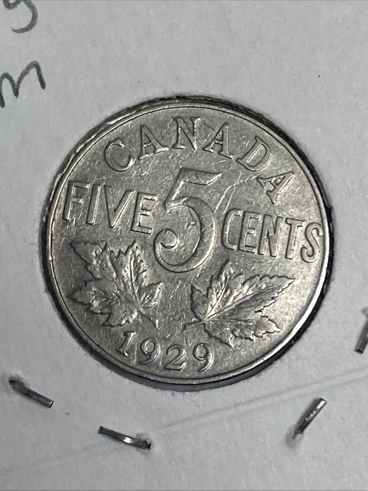 1929 Canada Five Cents Km#29 Nickel