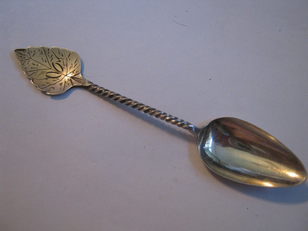Dutch 833 Silver Twisted Stem Leaf Handle 4 1/4" Spoon, Sword & *AP* Assay Marks