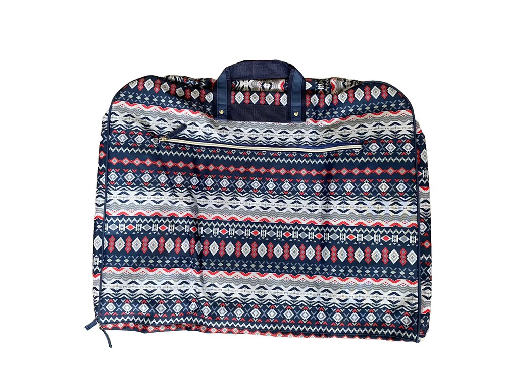 Red Blue Grey Patterned Large Luggage Bag 24” x 20” / A18