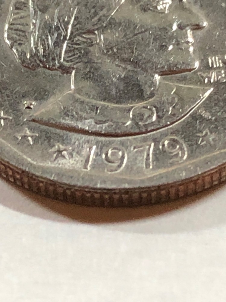 Susan B Anthony Silver Dollar 1979 P Wide Rim with many errors D Stamp "P" #O717