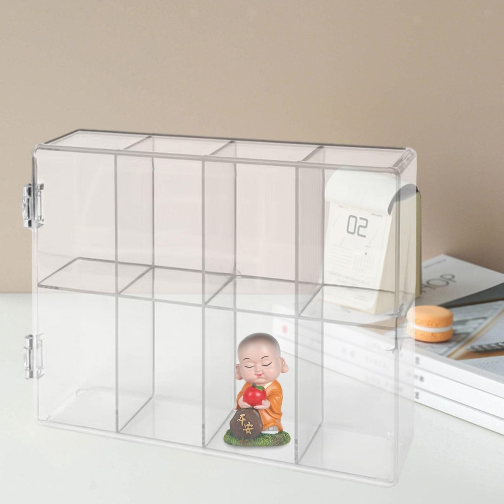 Figures Display Case Clear Display Case Protective Transparent 8 Grid Stand