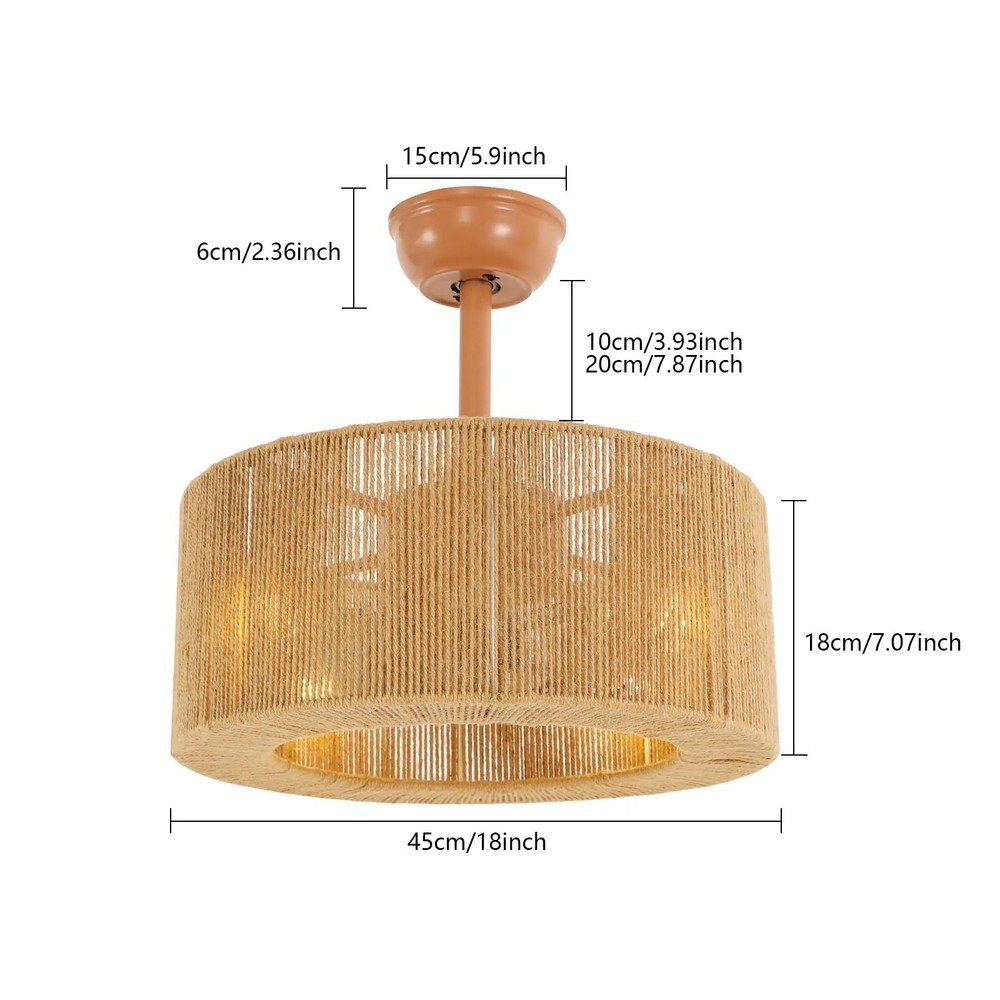 Caged HEMP Modern Ceiling Fan with LED Light & Remote Control Quite