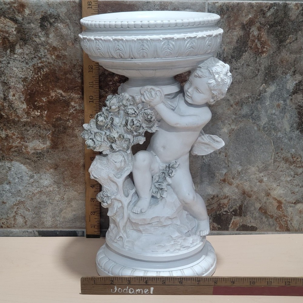 Vintage White Cherub Planter Decorative Garden Statue