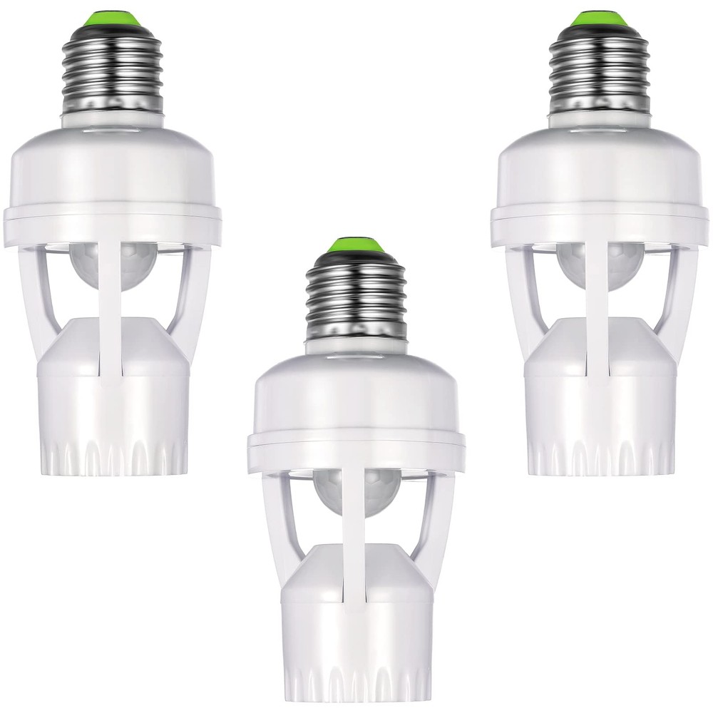 Hortsun 3 Pieces Motion Sensor Light Socket Smart Screw white, silver